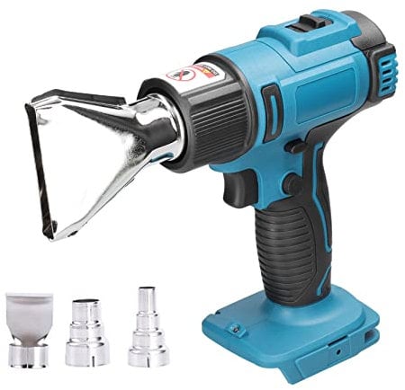 Irfora Pistola ad aria calda, dispositivo ad aria calda a batteria al litio, riscaldatori ricaricabili, utensile elettrico regolabile con 2 ugelli, compatibile con batteria al litio Makita da 18 V
