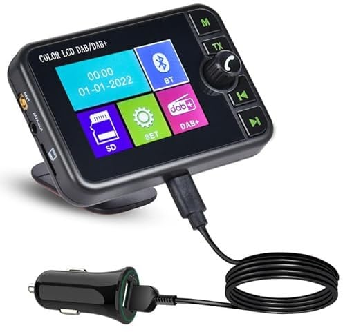 Hikity USB DAB+ Digital Receiver Adaptor with Antenna for Car Stereo Receiver Bluetooth 2.4 LCD Display Digital Car Radio Adapter