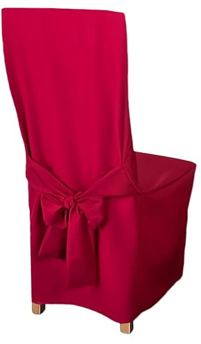 HOME DEKO Stuhlhussen mit Schleife, Universal-Sitzbezüge zum Schonen von Stühlen für Wohnzimmer, Esszimmer oder Küche, Perfekt für Anlässe Aller Art, Dunkelrot, 4 Stück