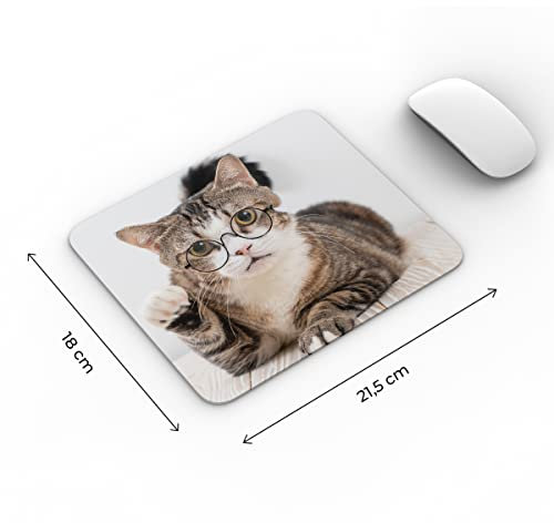 SAQUITOMAGICO Tapis de souris d'ordinateur avec motifs drôles d'animaux (chat lunettes)
