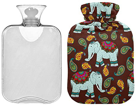 Mnsruu Elephants Hot Water Bag,Hot Water Bottle with Soft Cover,Great Gift for Women Kids Christmas,2L