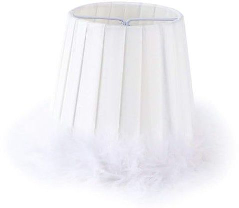 Weißer Lampenschirm, kleiner Lampenschirm aus Stoff mit Feder für Tischleuchter-Wandlampe, 8,5 x 12 x 11 cm