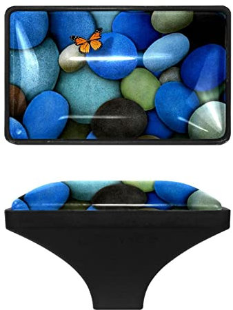 Eslifey 4 Stück Schubladenknauf, Ziehgriff, blauer Kieselstein-Kopfsteinpflaster, Küchenschrankknöpfe, ABS-Glas, dekorative rechteckige Kommodengriffe für Hardware, Schrankmöbel mit Schraube