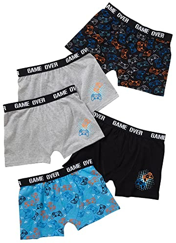 Just Essentials Boys Back To School 5 Pack Trunks Boxers Football Gaming UK Seller