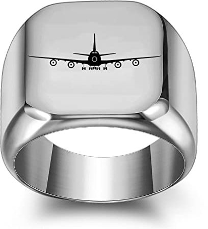 MeiLiSis Ringe Für Frauen Und Männer – Europäischer Und Amerikanischer Ring Mit Fliegendem Flugzeug, Vintage-Punk-Quadrat 18 Mm, Student, Trendige Herrenschmuck-Accessoires,Silber,6