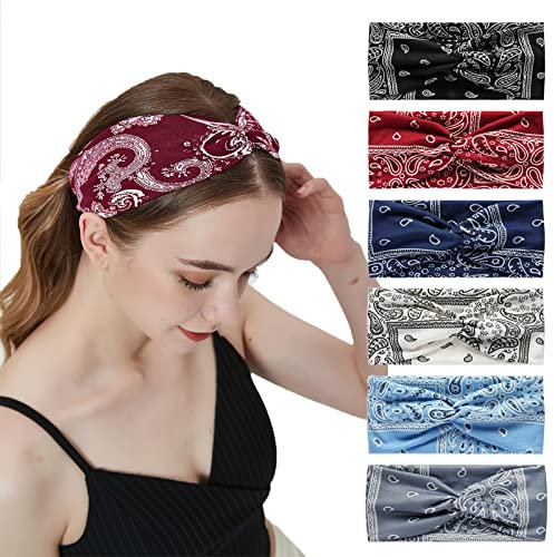 Breites Haarband Kopftücher für Frauen Stoff elastisch weich Boho Stirnband Blume Kopf wickeln Bandanas für Frauen Yoga Sport Haarbänder (NP6Cash)