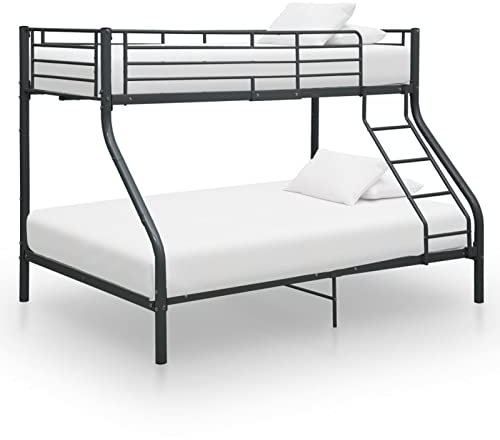 Homgoday Triple Bunk Bed Frame, Metal 3FT Single 4FT6 Double Bunk Bed with Steady Slats, 2-Storey Bed Frame for Kids Adults Twins, Dorm Apartment Bedroom Furniture