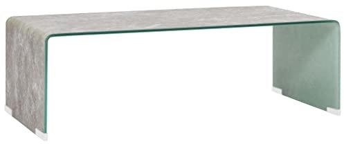 VACARX Couchtisch aus braunem Marmor, 98 x 45 x 31 cm, gehärtetes Glas, Artikelfarbe: Braun