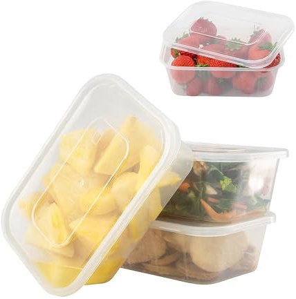 Coselena 50 Pcs Plastic Food Storage Containers - 750ml Microwaveable Food Containers - Reusable Takeaway Containers with Lids, Sandwich Box, Food Prep with Lids for Indoor & Outdoor Use