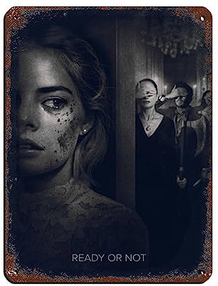 KOURT Ready Or Not Vintage Filmposter Retro Poster Metall Blechschild Chic Art Retro Eisen Malerei Bar Menschen Höhle Cafe Familie Garage Poster Wanddekoration 30 x 40 cm