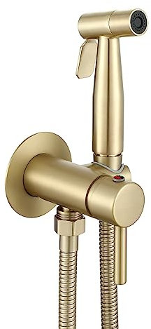 Ownace Set miscelatore per bidet a scomparsa per acqua calda e fredda, set doccia in oro spazzolato per WC musulmano bidet Shattaf