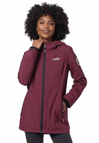 MARIKOO Übergangsjacke Damen (XS-XXL) - Atmungsaktiv, Innen Samtweicher Stoff, Kapuze, Winddicht - leichte Jacke lang - Stehkragen, 3 Taschen, verlängerter Zipper
