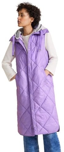 Street One Damen Lange Steppweste shiny lilac 44