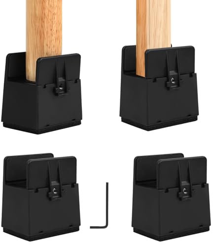 DBREAKS Gambe Rialzi per Mobili, 4Pcs Rialzi di Letto, 50mm Alzate per Mobili Regolabili con Morsetto a Vite, Rialzi per Divano per Impieghi Pesanti, Piedini Regolabili per Mobili (Nero)
