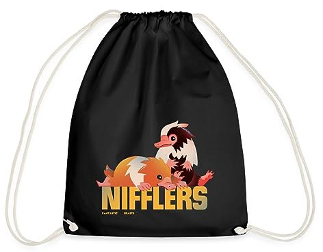 Spreadshirt Phantastische Tierwesen 3 Niffler Zusammen Turnbeutel, One size, Schwarz