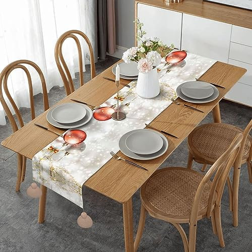 Tischläufer mit handgefertigten Quasten, Makramee-Tischdekoration für Urlaub, Party, Esszimmer, Hochzeit, Weihnachtskugeln