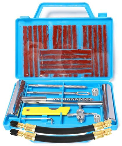 QUNNIE Kit de réparation de Pneu de Voiture 32 pièces - Outil de réparation de crevaison pour Voiture, Moto, Tracteur, Camping-Car