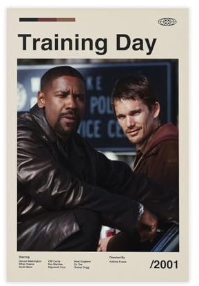 EYEZER Filmposter Training Day – Denzel Washington, Leinwand, Poster, Schlafzimmer, Dekoration, Sport, Landschaft, Büro, Raumdekoration, Geschenk, ungerahmt, 20 x 30 cm