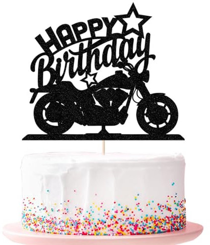 Happy Birthday Cake Topper Black Flash Motorcycle Party Decoration Birthday Party Cake Decoration (motorcycle)