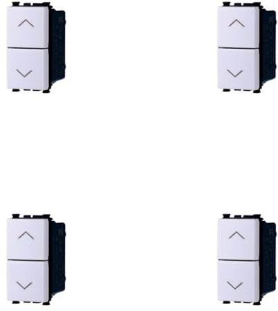 4 Pezzi Pulsante Interbloccato Doppio Saliscendi, Compatibile Con Vimar Arke, Colore Bianco