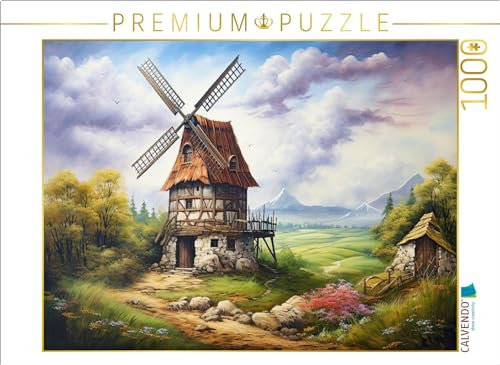 CALVENDO Puzzle Frühlingserwachen mit Windmühle | 1000 Teile Lege-Größe 64 x 48 cm Foto-Puzzle für glückliche Stunden