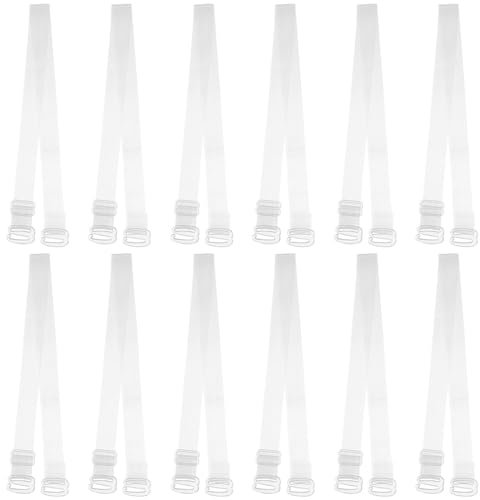 WKRTDY 12 Spalline Trasparenti per Reggiseno - Comode e Invisibili! - Cinghie Morbide in Silicone per Regolazione Perfetta, Tracolla Trasparente per un Look Impeccabile e Naturale