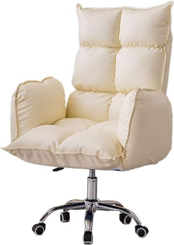 Bürostuhl, ergonomischer Computer-Schreibtischstuhl, atmungsaktiver Stoff und höhenverstellbar, für Wohnzimmer, Arbeitszimmer (Farbe: Beige)