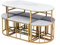 Essgruppe (Set, mit Esstisch, 4 kleinen Hockern und 2 großen Hockern), Küchen-Esstisch-Set aus Stahlgestell, modernes Weiß und Gold, 140 x 70 x 76 cm, Tragfähigkeit 120 kg