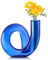 Joeyan Petit Vase à Fleurs en Verre, Fait à La Main, Bleu Vase Décoratif Géométrique en Verre pour Centres de Table Modernes, Salon, Bureau,Vase Abstrait de 12cm pour Fleurs Simples et Fleurs Sèches