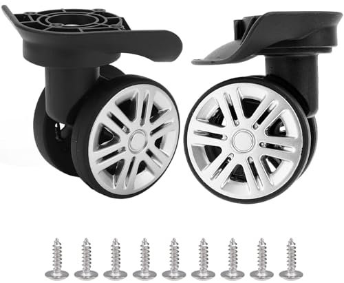 1 Paar Gepäckrollen Ersatz, Universal Tragbare Koffer Ersatzräder Räder, Schwenkräder Kofferrolle für PVC Gepäck Hartschalen, Universelle Stumm Zweireihige Räder Gepäckradm Reisekoffer Rollen Zubehör