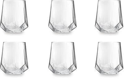 Excelsa Diamante Set 6 Bicchieri Acqua, Vetro, Capacità 400 ml, Trasparente