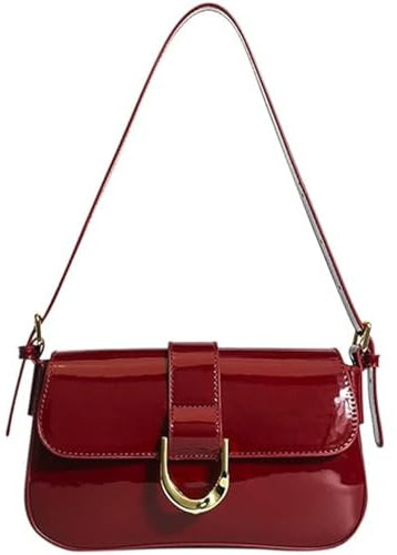 AiNinXun Kleine Handtasche für Damen und Teenager Mädchen - Mini Y2K Schultertasche aus Leder - Vintage Umhängetasche für Frauen - Rote Shoulder Bag