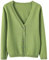 Angxiwan Deals of The Day Sale Cardigan for Women UK Spring and Autumn Leisure Loose Solid Long Sleeve V Neck Button Knitted Soft Cardigan Christmas Clearance Items Green