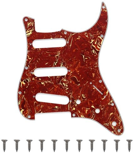 11 Loch ST/Strat Style Pickguard SSS Pick Guard für USA/Mexiko Stratocaster/Strat Modern Style Gitarrenteile, 3-lagig mit Schrauben (Dark Tortoise)