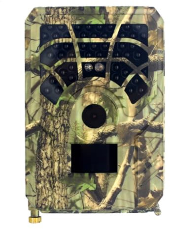 Veesper Wildlife Camera with Night Vision Motion Activated, Scouting Game Mini Camouflage HD Waterproof LCD Trail Camera, Motion Activated Night Vision Camera for Outdoor