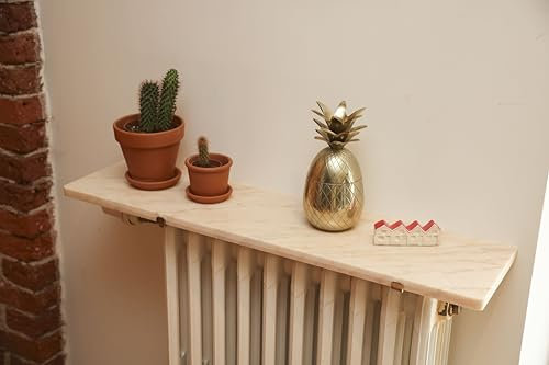 Merveille - Tablette Radiateur sans Percer - Étagère Marbre de Rose Aurore Naturel - Épaisseur 20 mm - Résistance Humidité + Chaleur, 100°C - Fabrication Française - 60 x 16 cm
