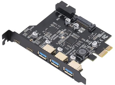 PCIe-zu-USB-3.2-Gen-2-Karte mit 20 Gbit/s Bandbreite, 3 USB-Typ-A- und 2 USB-Typ-C-Anschlüssen, PCIe-Erweiterungskarte, USB-Karte für Desktop-PC