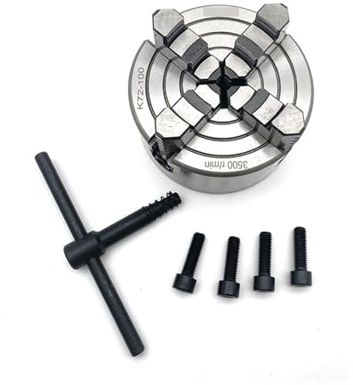 OURNXI 100 mm 4-Backen-Drehfutter, Spannfutter K72-100, unabhängiges Spannfutter, Mini-Drehfutter for Mini-Drehmaschine