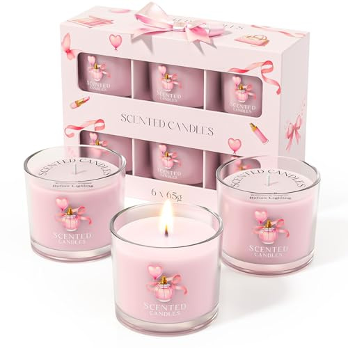 CHILLFLAME Candles Gifts for Women, Scented Candles Gift Set for Her, 6 Scented Votive Candles, Birthday Gifts for Women/Men (Pink, 400g)
