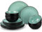 vancasso Série BUBBLE Service de Table 12 Pièces en Porcelaine, Service Vaisselle pour 4 Personnes, comprenant 4 Assiettes Plates, 4 Assiettes à Dessert et 4 Bols à Céréales, Vert