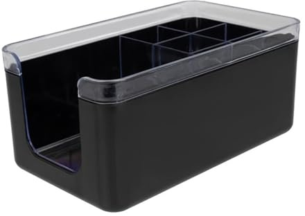 Olympia Kristallon Bar Caddy 7 Compartment ABS, Black | Organises napkins, straws and stirrers neatly on countertops to streamline service at busy commercial bars.
