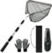 HEYOMART Fishing Net Fishing Landing Net Telescope Foldable Collapsible Extensible for Bird Fish Catch Release Lightweight Portable Aluminum Alloy Frame with Gloves and Storage Bag, 130cm