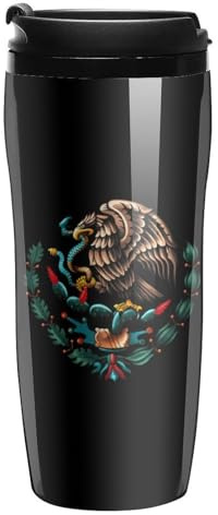 Taza de café con la bandera mexicana de México con tapa, vaso aislado, reutilizable, taza de viaje, taza de bebida, 350 ml