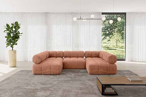 ALTDECOR Modulares Sofa Ecksofa in U-Form Corner modular Sofa Eckcouch Couch Wohnlandschaft Cauchsofa Polstersofa Garvo-U1-285x190x70 cm Apricot