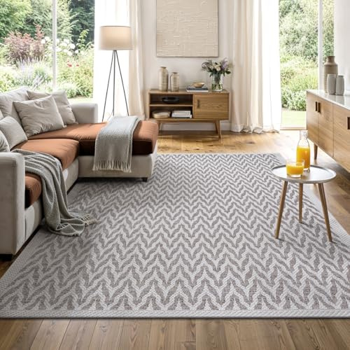 the carpet Calgary - Outdoor Teppich Wetterfest für Balkon & Terrasse, Robuster Flachgewebe Teppich für Garten, Pflegeleicht In- & Outdoor, Boho Vintage Design, Beige Creme, 240 x 340 cm