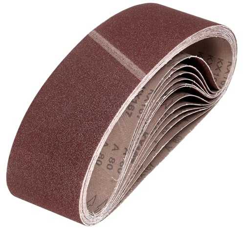 QUARKZMAN 76mm x 610mm Bandas de Lija Set, 10pcs Cintas Abrasivas 80 Grano Correa para Lijadoras Óxido Aluminio para Carpintería Pulido de Metal Afilador de Cuchillo
