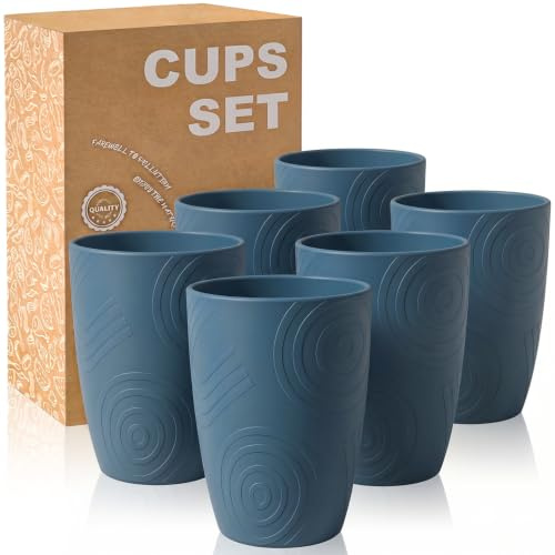 Wrova Unbreakable Plastic Cups 500 ML Drinking Glasses | Set of 6 Plastic Cup Set | Lightweight Tumbler Glasses Reusable Plastic Cup Dishwasher and Microwave Safe Cups - Blue