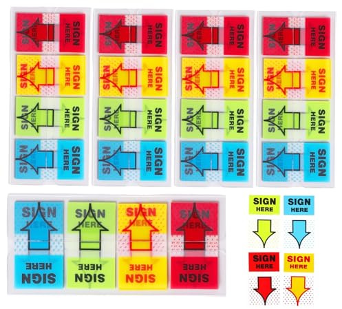 500Pcs Sign Here Stickers 4 Colors Arrow Labels Stickers Adhesive Sign Here Tabs Post for Documents Notebooks Home Office School Supplies