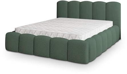 Masseno Polsterbett FALINA Q 200x200 cm, Doppelbett, Bettkasten, Stauraum, Lattenrost Und Kopfteil - Grün, Quelle 37