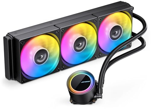 Jonsbo TG-360 AiO Wasserkühler – schwarz | 360-mm-CPU-Wasserkühlung mit ARGB, Aluminium-Radiator und 3x 120-mm-PWM-Lüftern